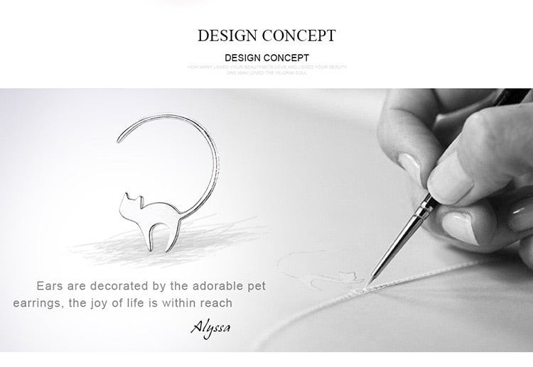 925 Sterling Silver Lovely Cat Stud Earrings FIE073