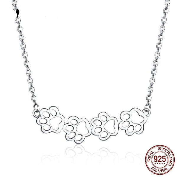 925 Sterling Silver Paw Print Necklace CQN346