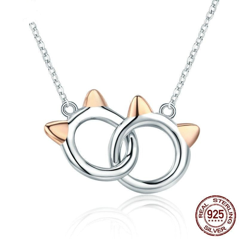925 Sterling Silver Cat Pendant Necklace CQN252