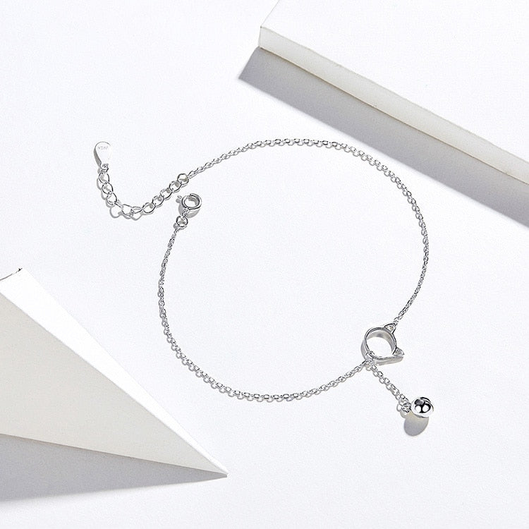 925 Sterling Silver Cute Cat Anklet CQT003