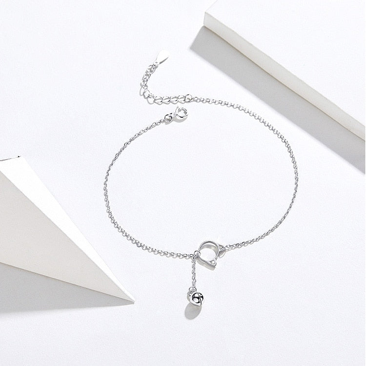 925 Sterling Silver Cute Cat Anklet CQT003