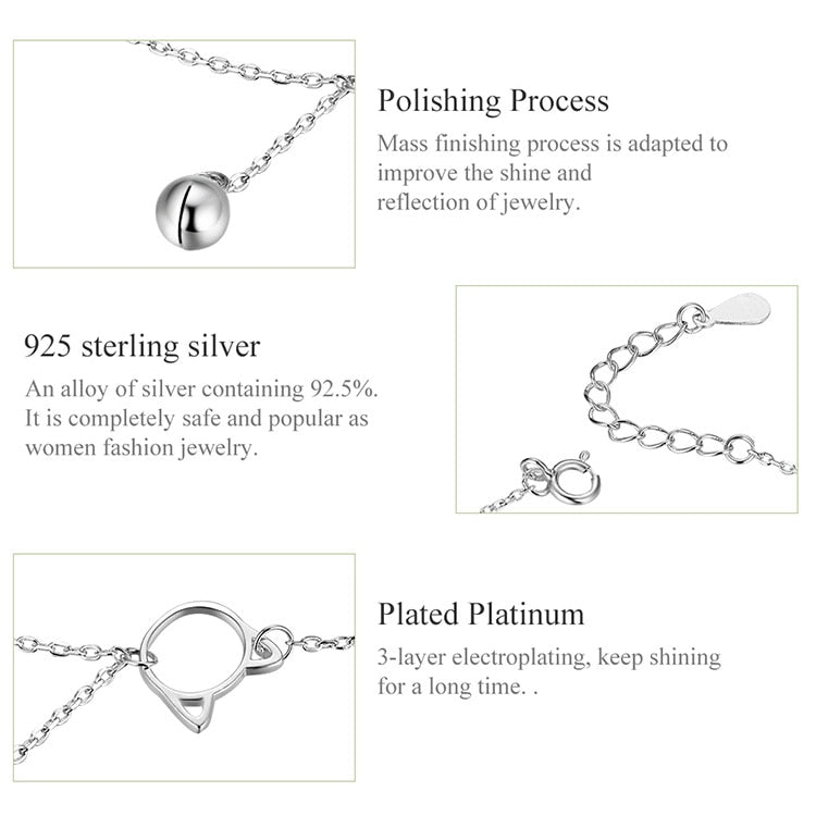 925 Sterling Silver Cute Cat Anklet CQT003