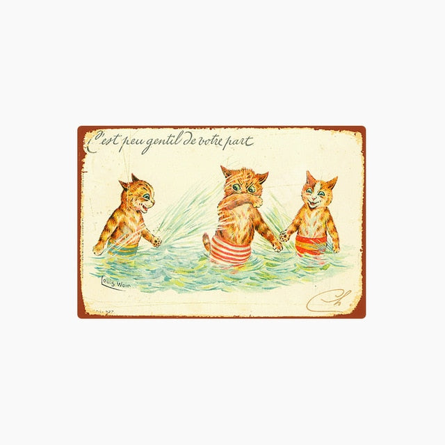 Cat Vintage Metal Tin Signs Home Wall Deco N306