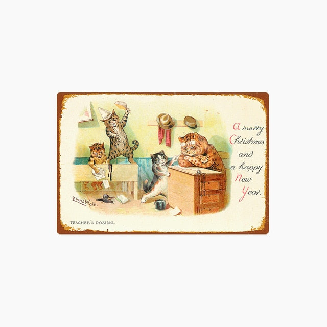 Cat Vintage Metal Tin Signs Home Wall Deco N306