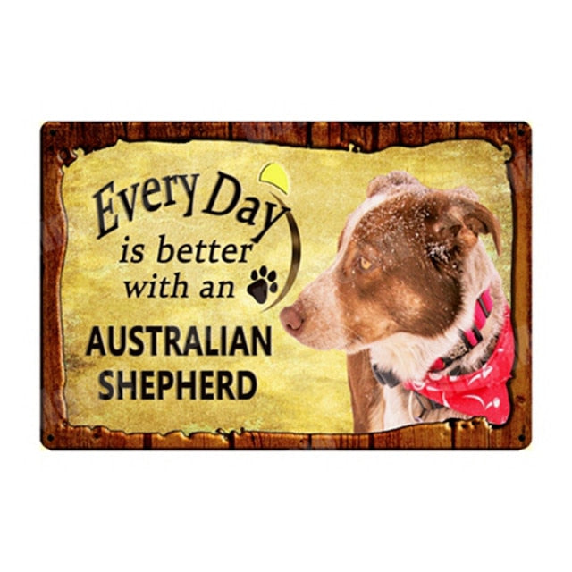 WARNING Overly Affectionate Pet on Duty Vintage Metal Tin Signs Home Wall Deco N335