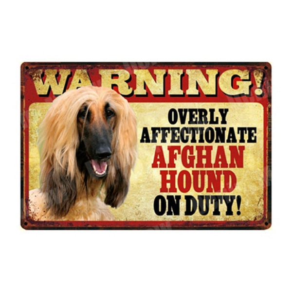 WARNING Overly Affectionate Pet on Duty Vintage Metal Tin Signs Home Wall Deco N335