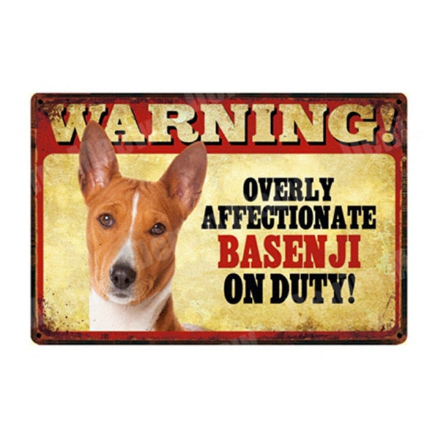 WARNING Overly Affectionate Pet on Duty Vintage Metal Tin Signs Home Wall Deco N335