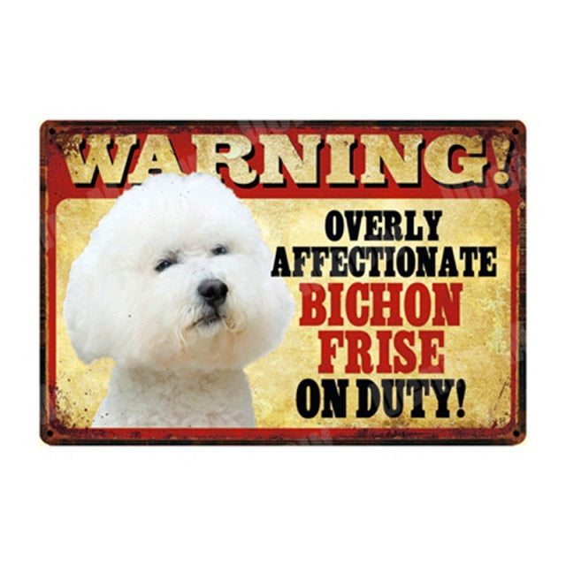 WARNING Overly Affectionate Pet on Duty Vintage Metal Tin Signs Home Wall Deco N335