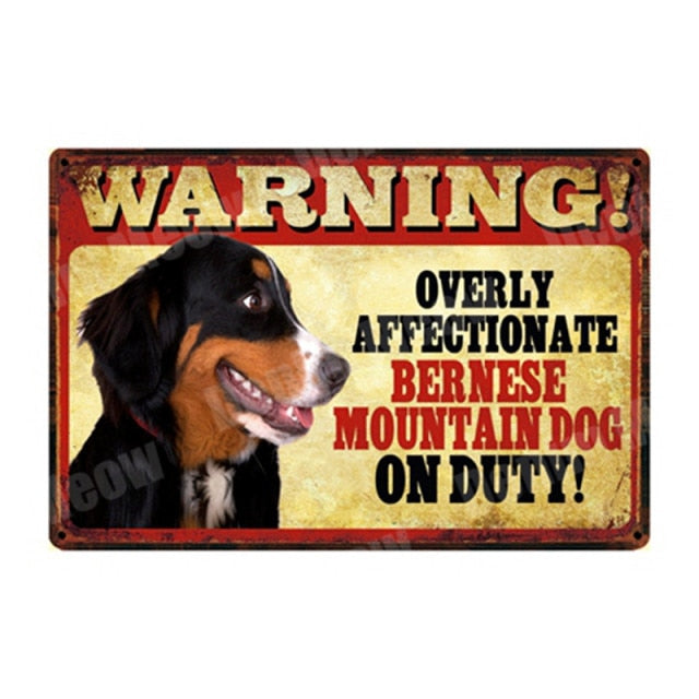 WARNING Overly Affectionate Pet on Duty Vintage Metal Tin Signs Home Wall Deco N335