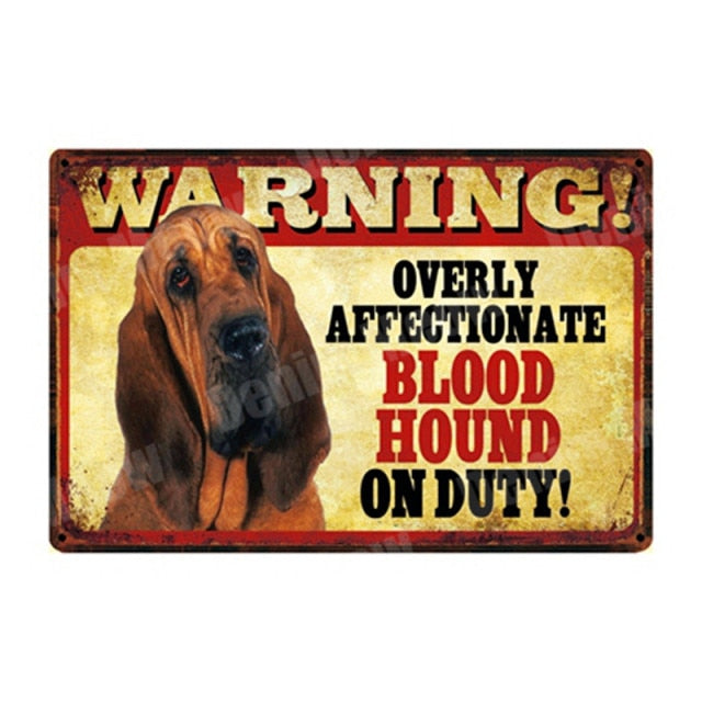 WARNING Overly Affectionate Pet on Duty Vintage Metal Tin Signs Home Wall Deco N335