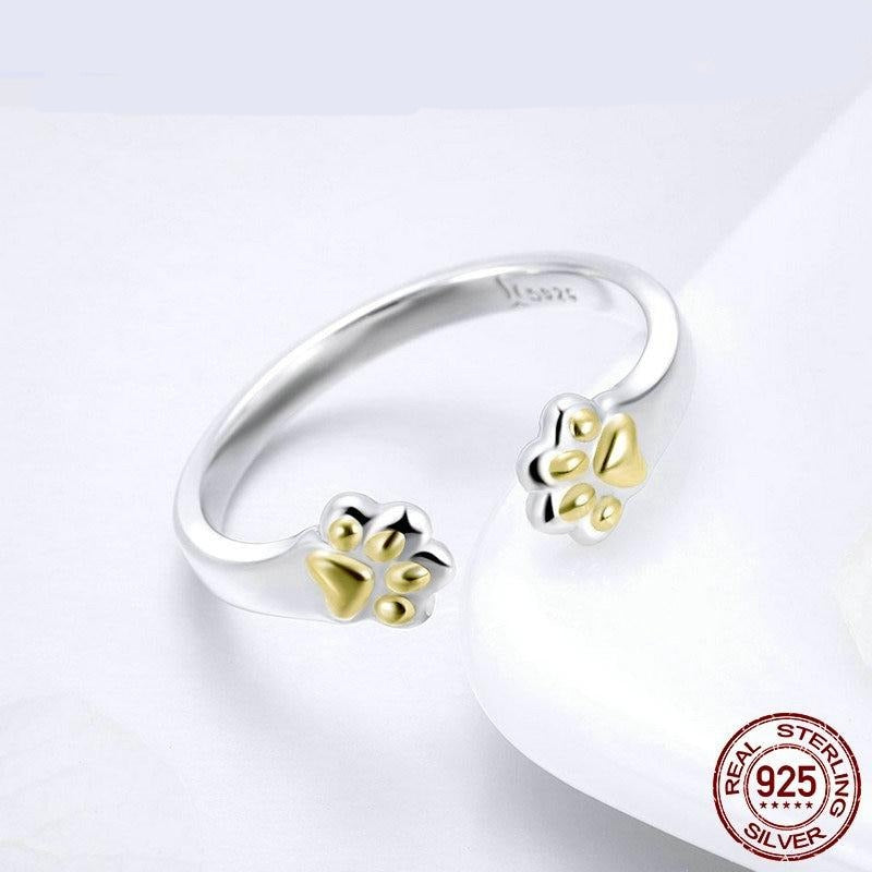 925 Sterling Silver Paw Print Ring CQR430