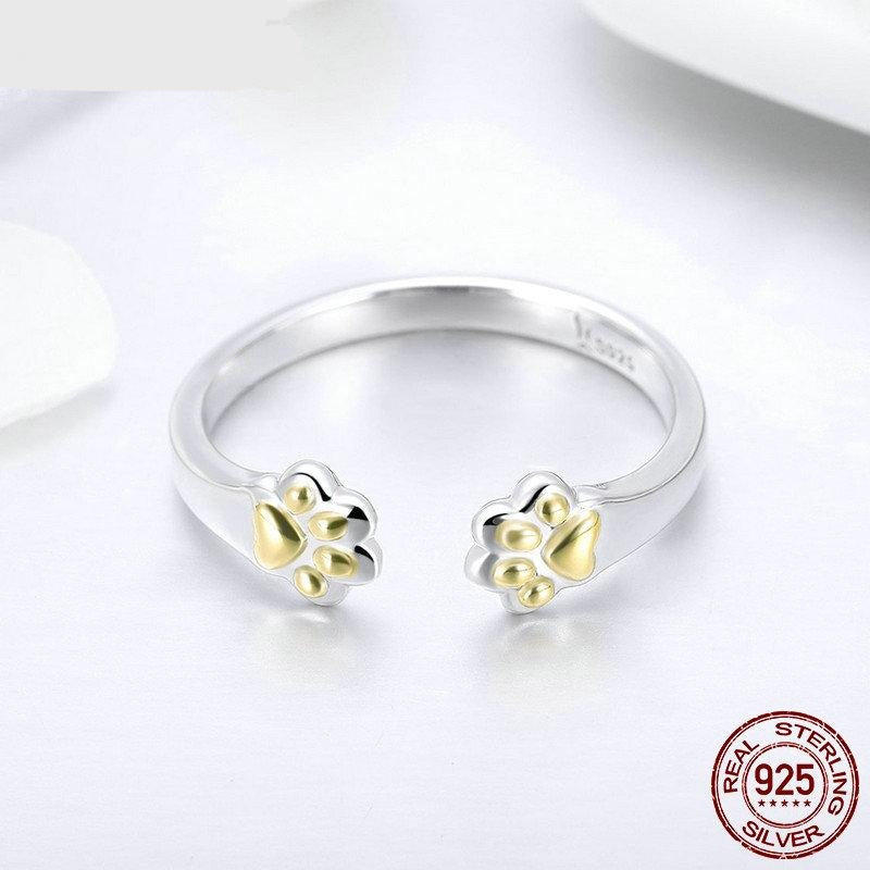 925 Sterling Silver Paw Print Ring CQR430