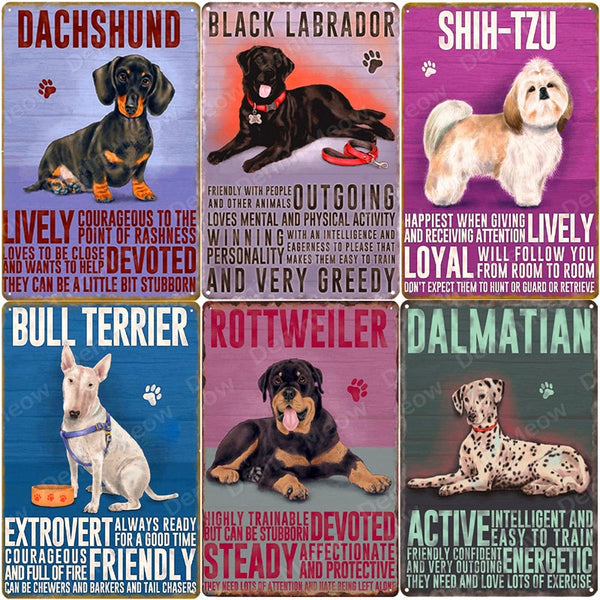 Multi Dog Vintage Metal Tin Signs Home Wall Deco N356