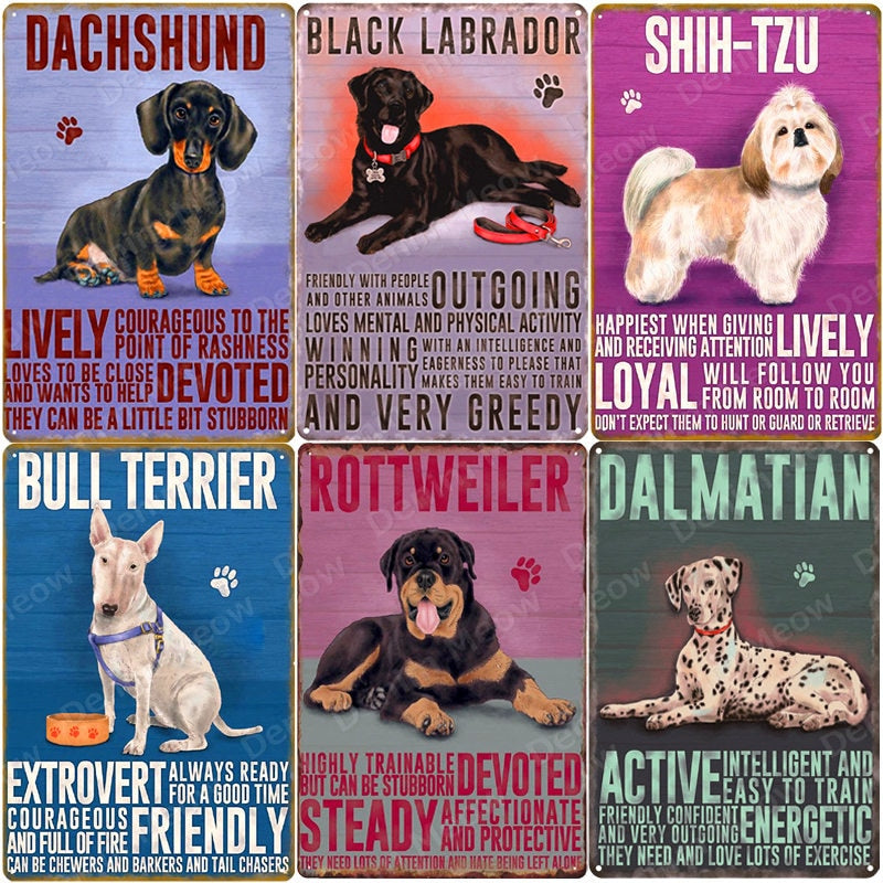 Multi Dog Vintage Metal Tin Signs Home Wall Deco N356