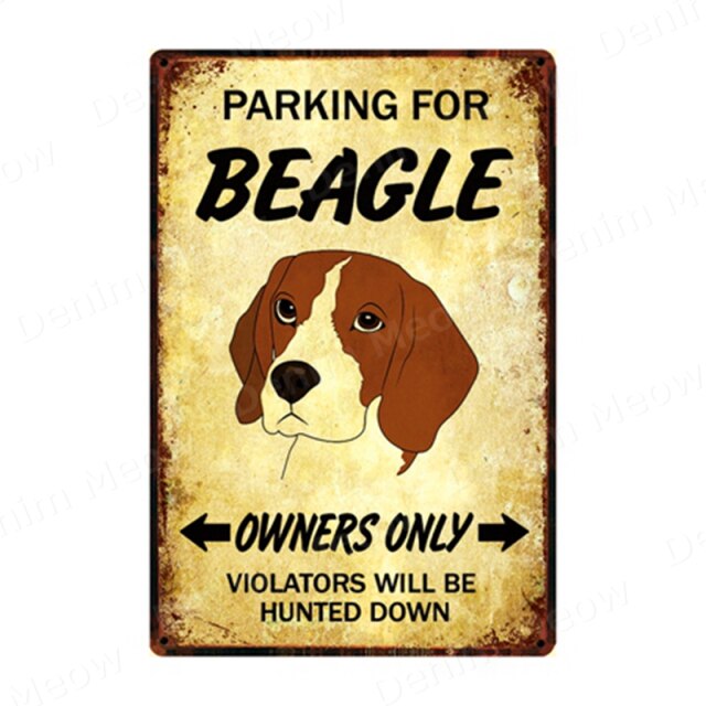 Parking for Dog Vintage Metal Tin Sign Home Wall Deco N357