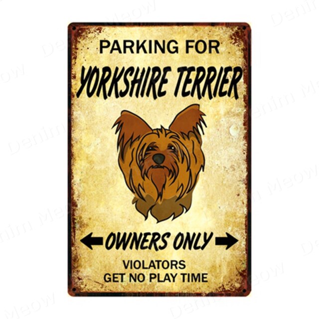 Parking for Dog Vintage Metal Tin Sign Home Wall Deco N357