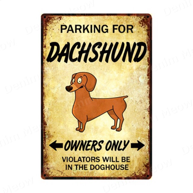 Parking for Dog Vintage Metal Tin Sign Home Wall Deco N357