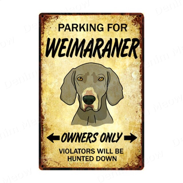 Parking for Dog Vintage Metal Tin Sign Home Wall Deco N357