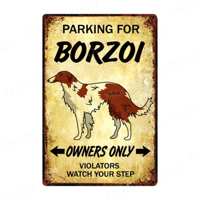Parking for Dog Vintage Metal Tin Sign Home Wall Deco N357