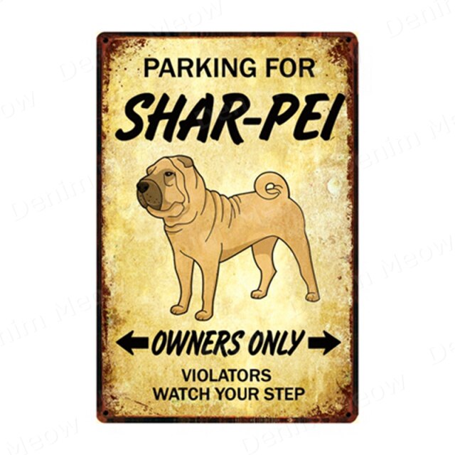 Parking for Dog Vintage Metal Tin Sign Home Wall Deco N357
