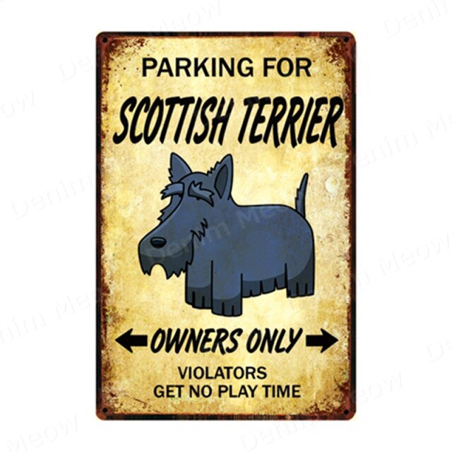 Parking for Dog Vintage Metal Tin Sign Home Wall Deco N357