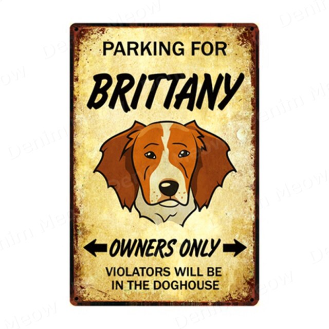Parking for Dog Vintage Metal Tin Sign Home Wall Deco N357