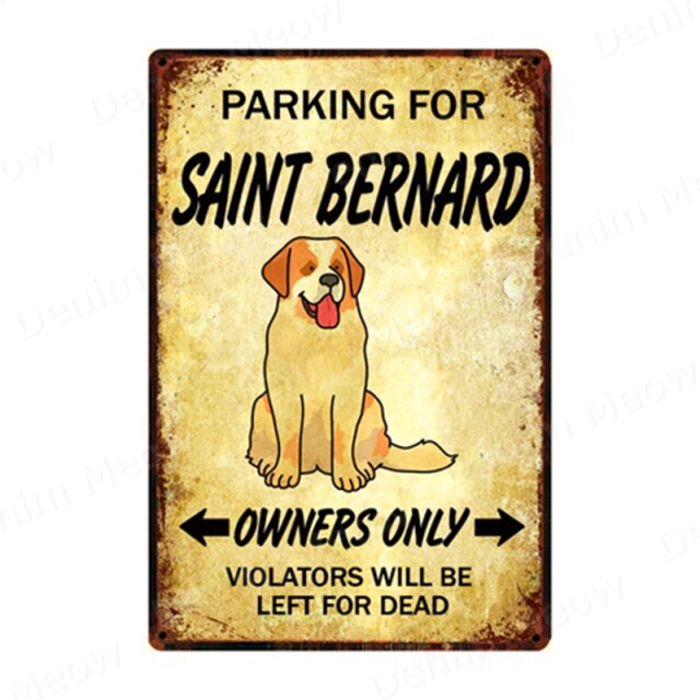 Parking for Dog Vintage Metal Tin Sign Home Wall Deco N357