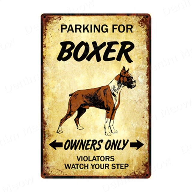 Parking for Dog Vintage Metal Tin Sign Home Wall Deco N357