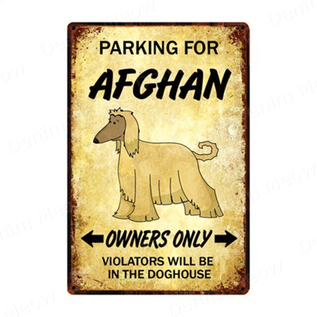 Parking for Dog Vintage Metal Tin Sign Home Wall Deco N357