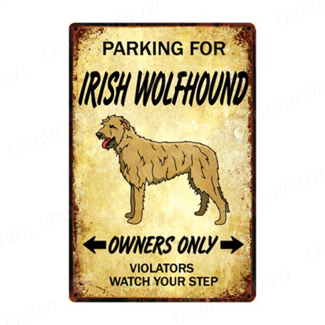 Parking for Dog Vintage Metal Tin Sign Home Wall Deco N357