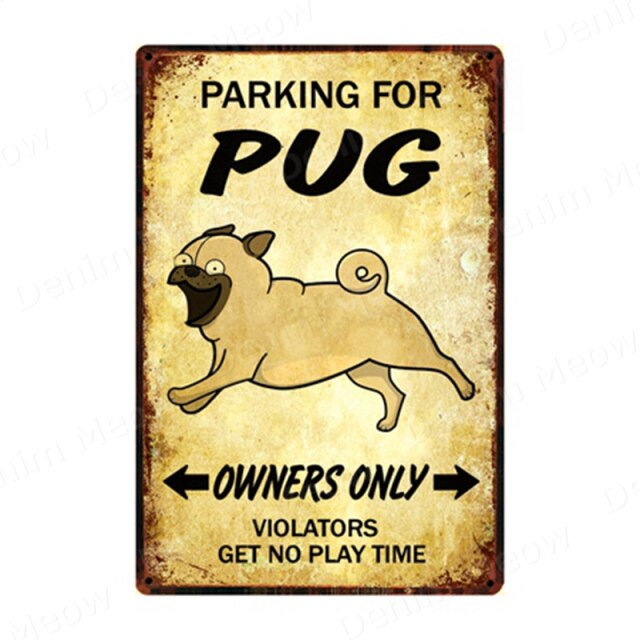 Parking for Dog Vintage Metal Tin Sign Home Wall Deco N357