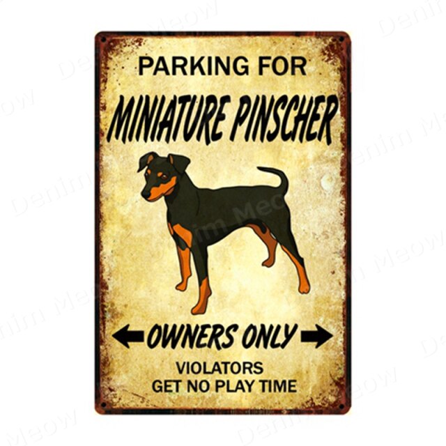 Parking for Dog Vintage Metal Tin Sign Home Wall Deco N357