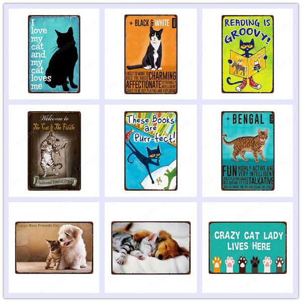 Lovely Cat Retro Metal Tin Sign Home Wall Deco N359