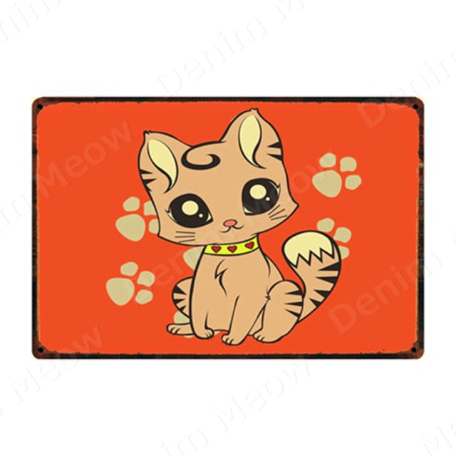 Lovely Cat Retro Metal Tin Sign Home Wall Deco N359