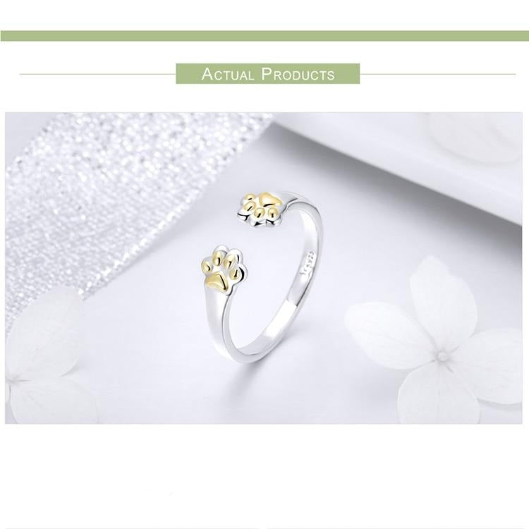 925 Sterling Silver Paw Print Ring CQR430