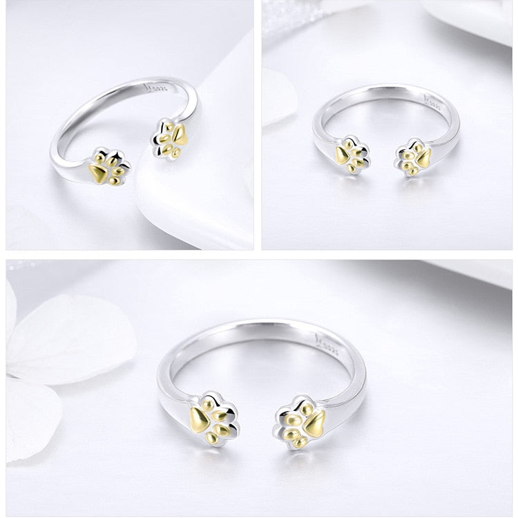 925 Sterling Silver Paw Print Ring CQR430