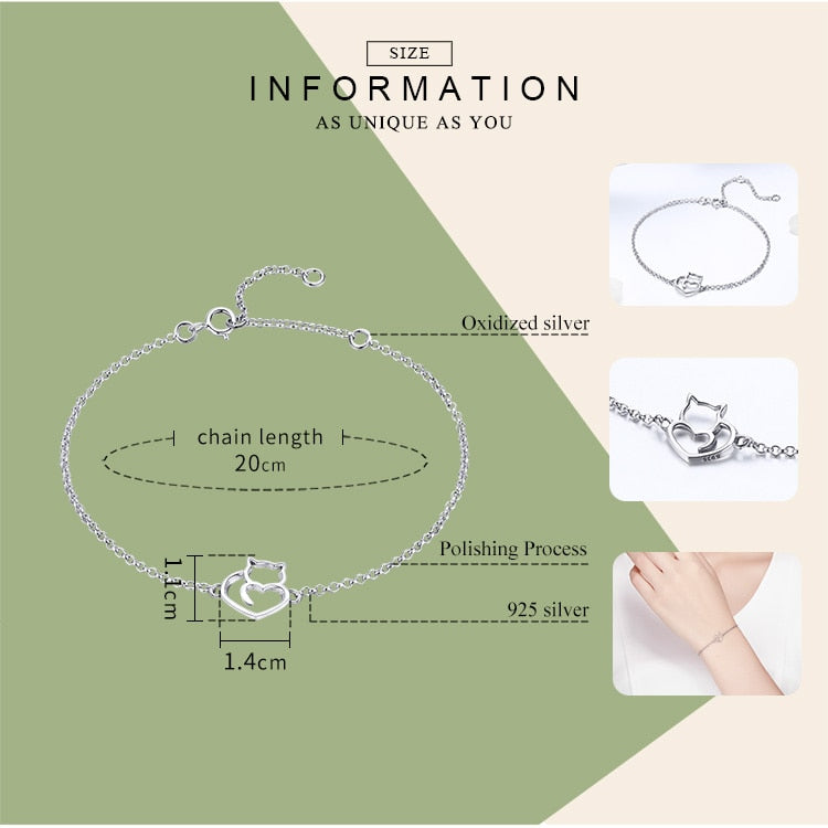 925 Sterling Silver Lucky Cat Bracelet FIB102