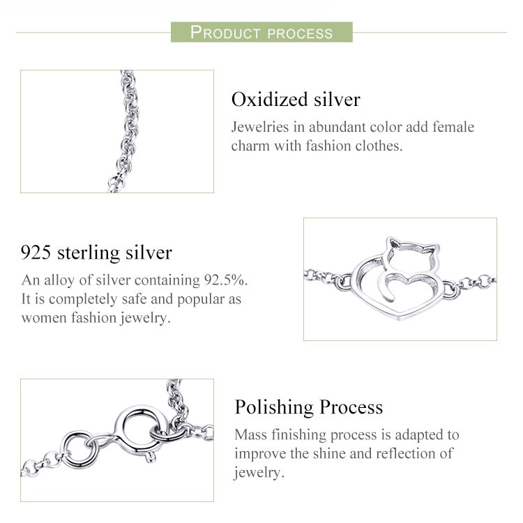 925 Sterling Silver Lucky Cat Bracelet FIB102