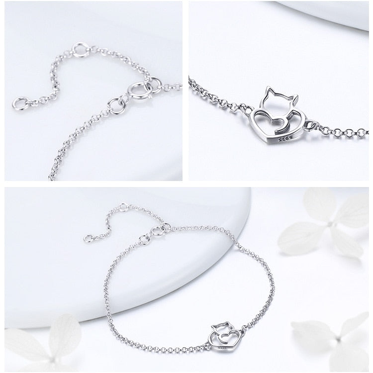 925 Sterling Silver Lucky Cat Bracelet FIB102