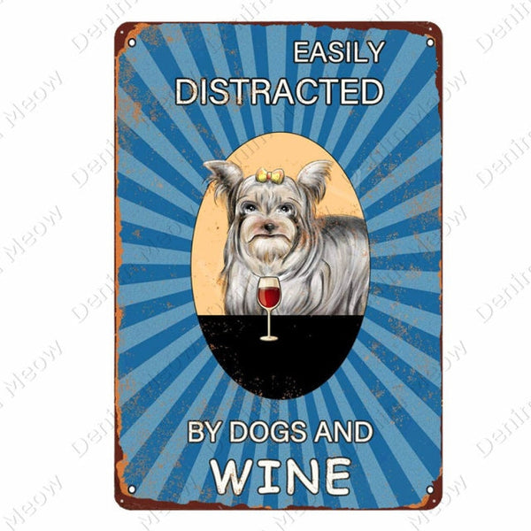 Yorkshire Terrier Corgi German Shepherd Vintage Metal Tin Sign Home Wall Deco N373
