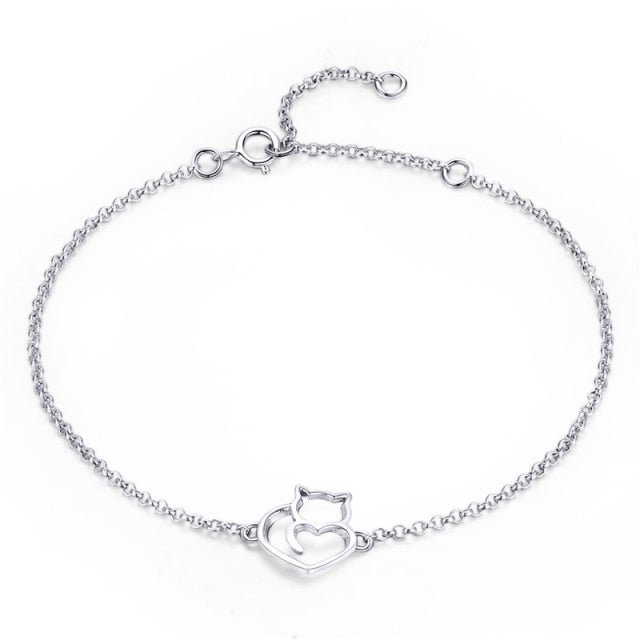 925 Sterling Silver Lucky Cat Bracelet FIB102