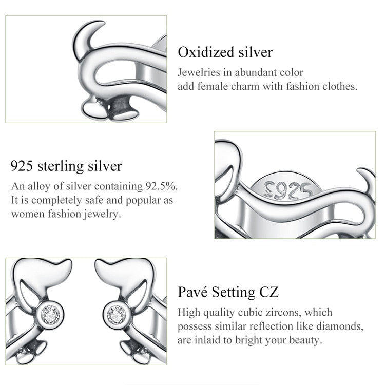 925 Sterling Silver Zircon Dachshund Stud Earrings CQE952