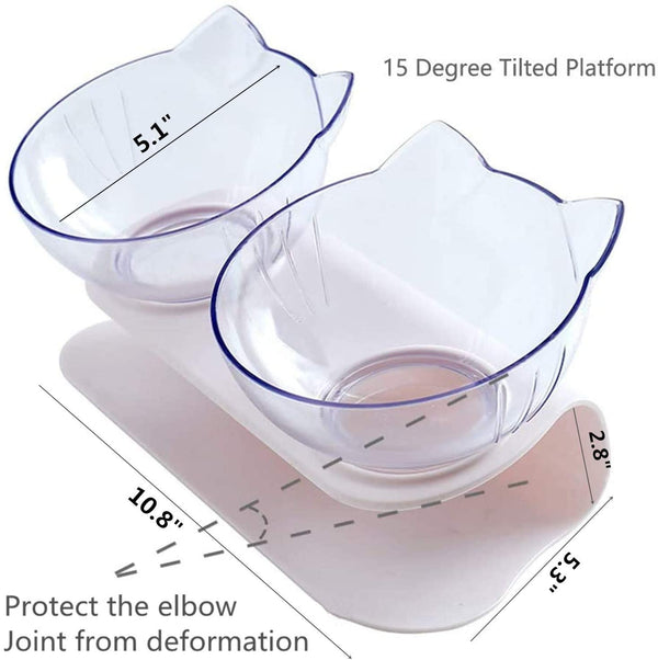 Elevated Transparent Double Cat Bowl