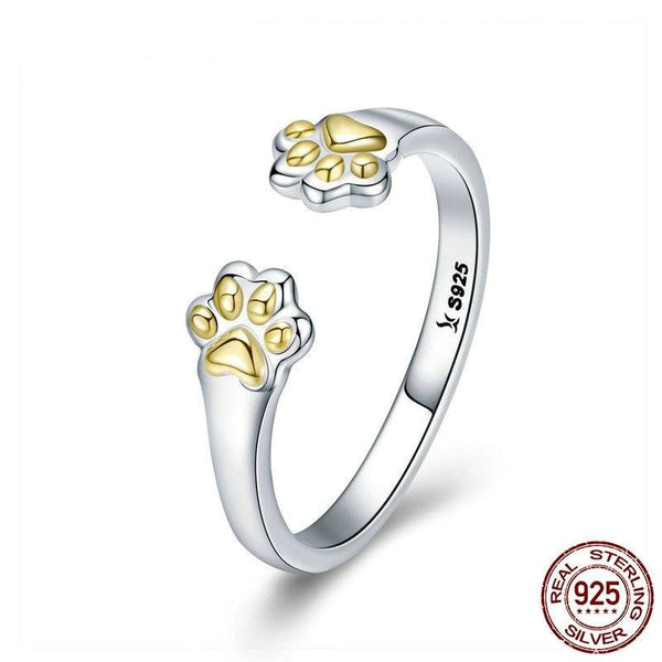 925 Sterling Silver Paw Print Ring CQR430