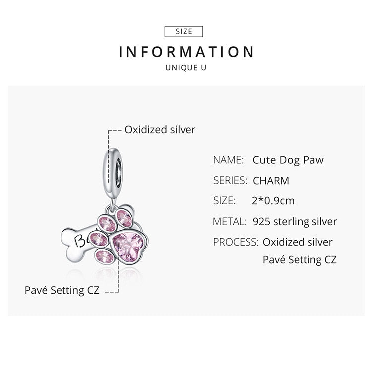 925 Sterling Silver Dog Charm for Bracelet/Pendant