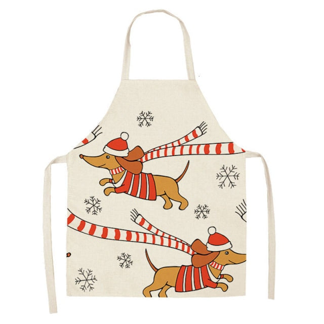 Bulldog Dachshund Cotton Linen Printed Kitchen Apron WQ0037