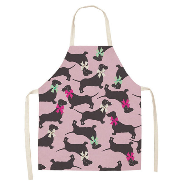 Bulldog Dachshund Cotton Linen Printed Kitchen Apron WQ0037