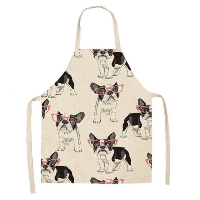 Bulldog Dachshund Cotton Linen Printed Kitchen Apron WQ0037