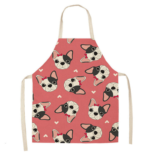 Bulldog Dachshund Cotton Linen Printed Kitchen Apron WQ0037