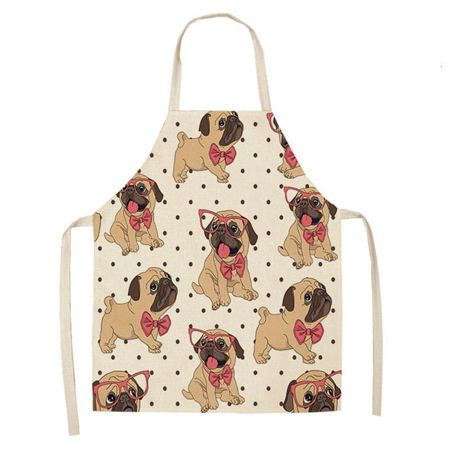 Bulldog Dachshund Cotton Linen Printed Kitchen Apron WQ0037